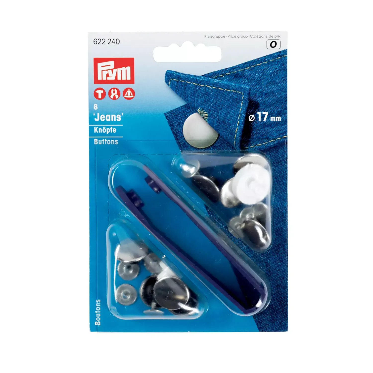 👖 Prym Jeansknappar Släta 17 mm – Silverfärgade, 8 st