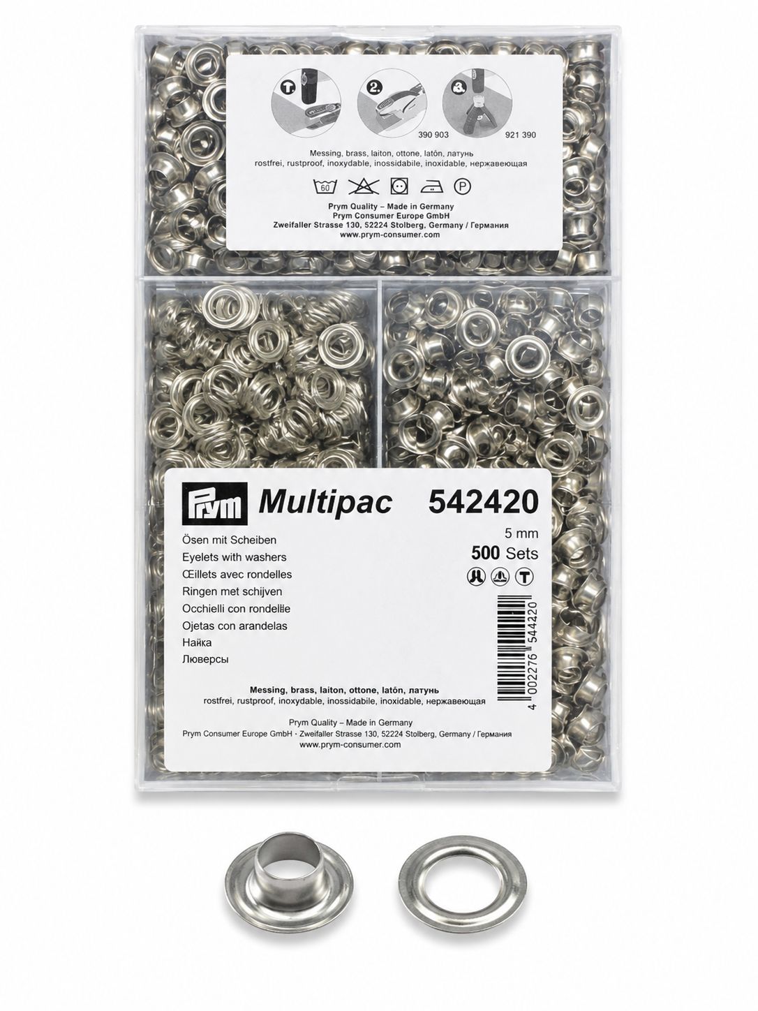 🏷️ Prym Öljetter med brickor 5 mm Silver – 500 st inkl. verktyg (Outlet)