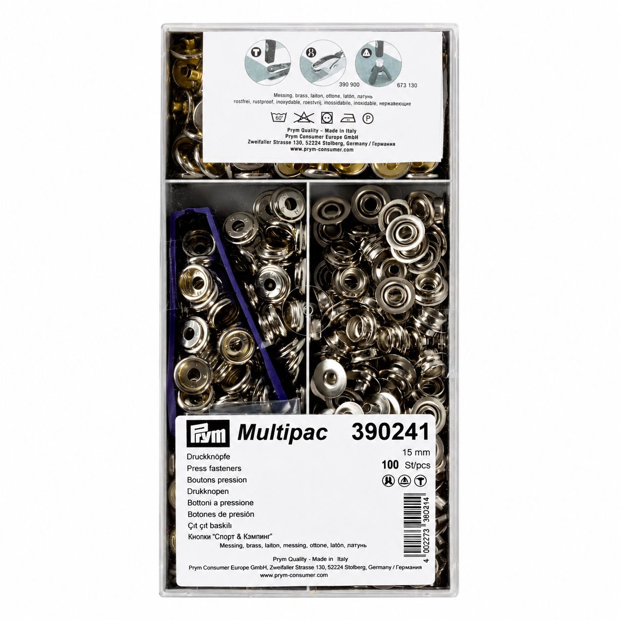 🏷️ Prym Nitar 15 mm Sport &amp; Camping Silver – 100 st inkl. verktyg (Outlet)