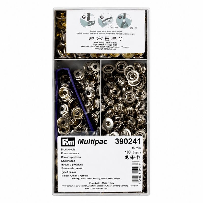 🏷️ Prym Nitar 15 mm Sport &amp; Camping Silver – 100 st inkl. verktyg (Outlet)