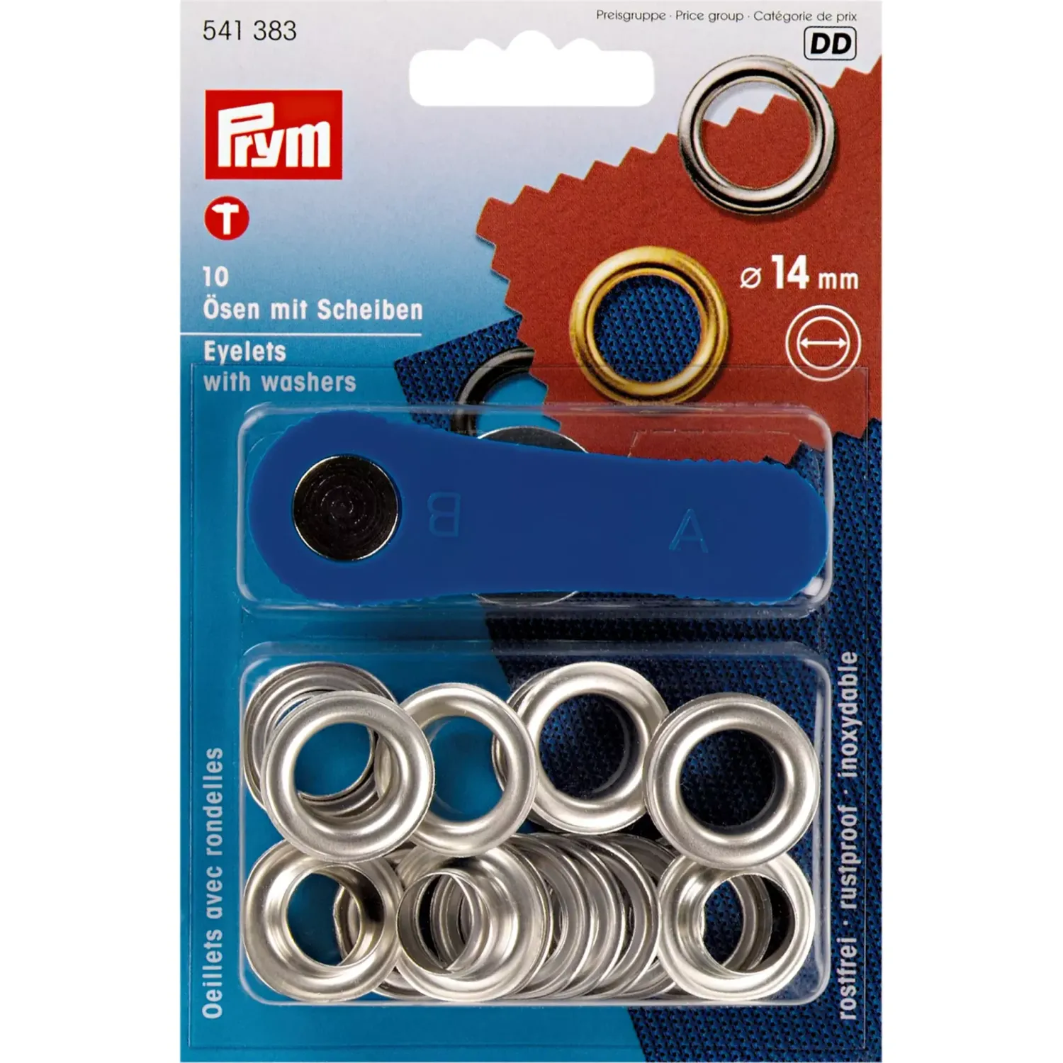 🔘 Prym Öljetter 14 mm – förnicklade med brickor, 10 st
