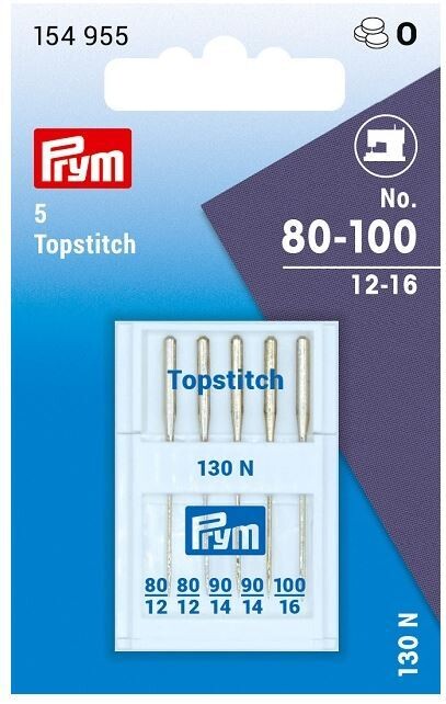 Prym symaskinsnålar Topstitch - 5 st - 80-100