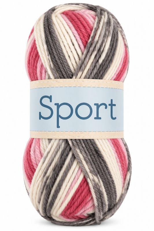 🧶 Falkgarn Sport 100 g – 1001 Ecru/Rosa