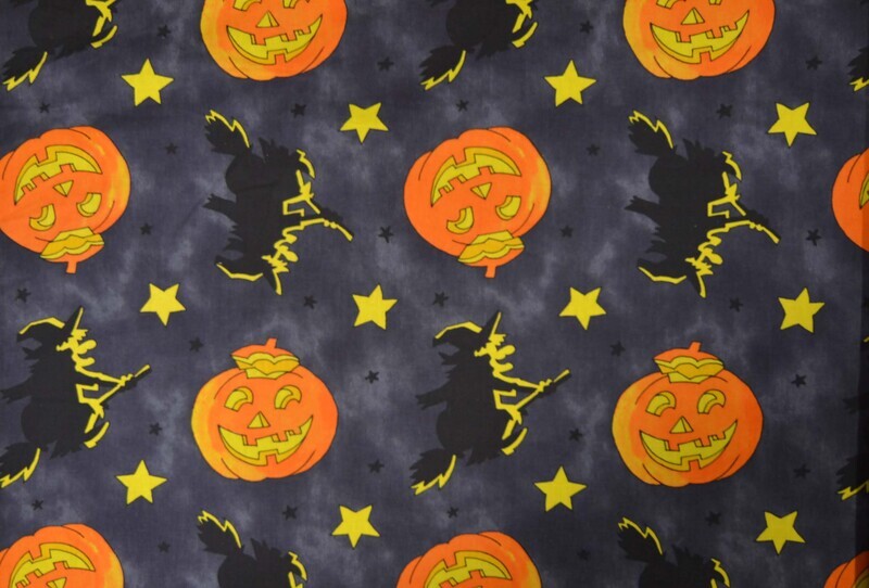 🎃 Stuvbit Bomullstyg Häxor &amp; Pumpor – ca 2,90 m