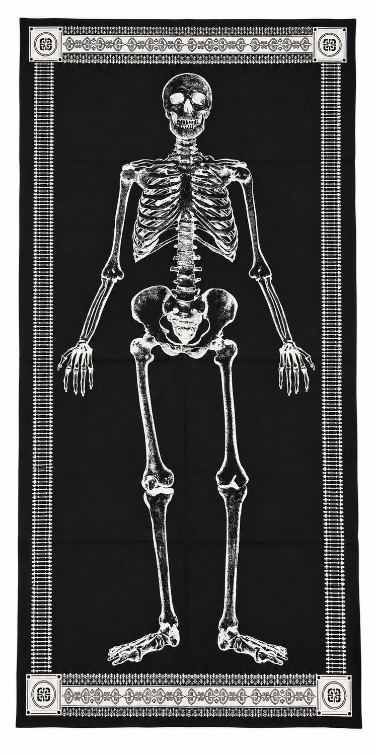 💀 Skelett Glow in the Dark – Bomullstyg, ca 110 × 55 cm