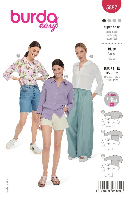 👚 Burda Style 5887 – Blusar i Flera Längder (Dam 34–48)