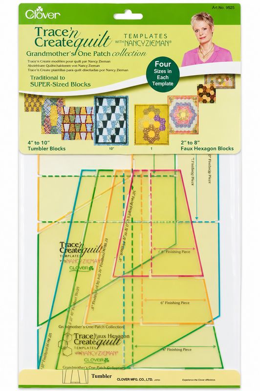 🧵 Clover Trace 'n Create Quilt Templates – Grandmother's One-Patch Collection (9525)