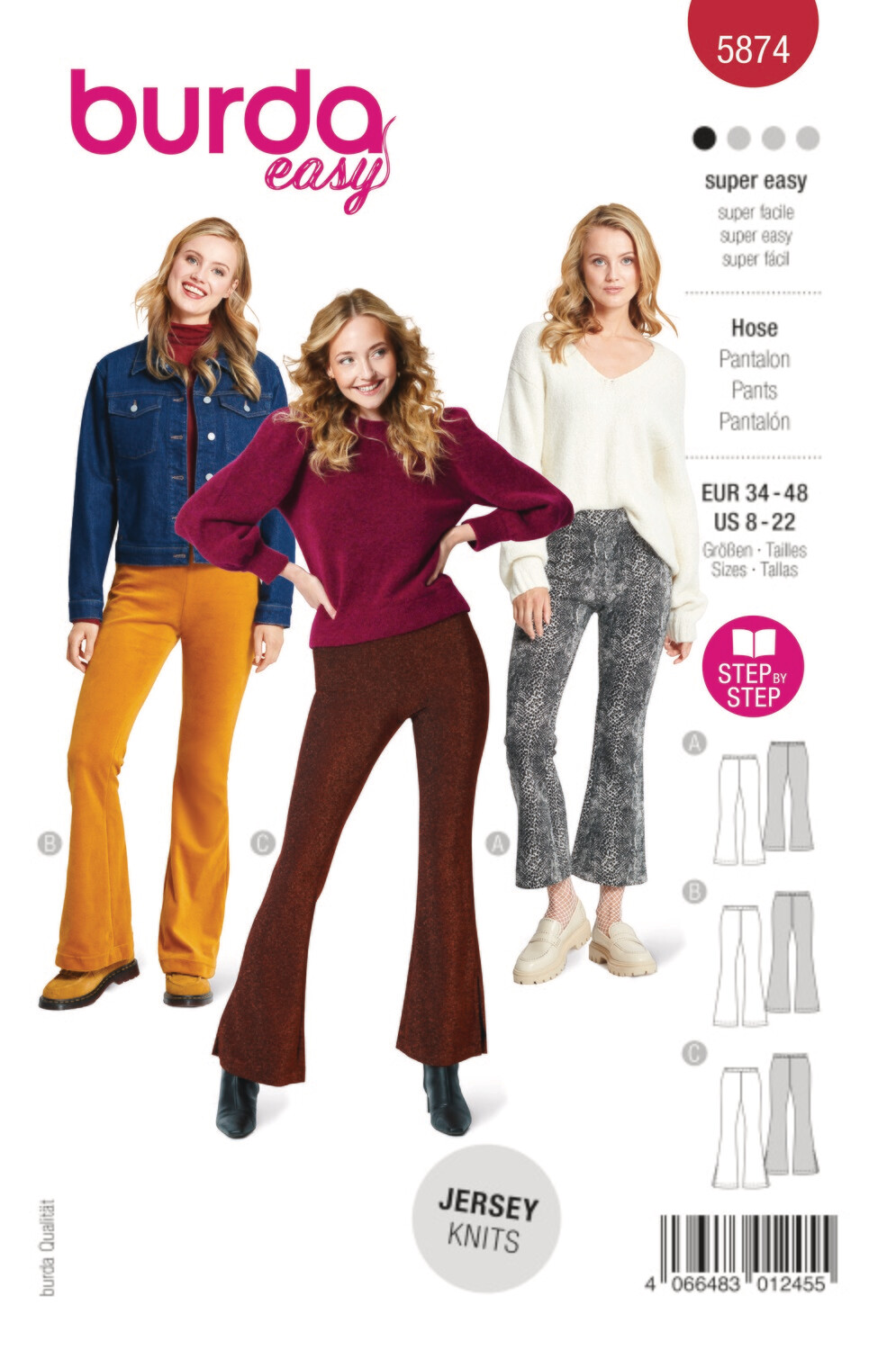 👖 Burda Style 5874 Löst sittande byxor för dam (stl 34–48)