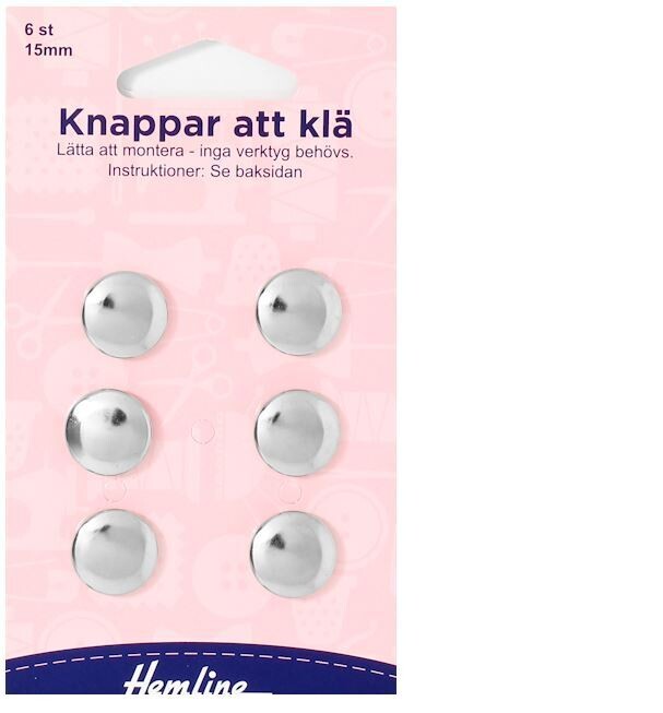 🔘 Hemline Knappformar 15 mm – 6 st