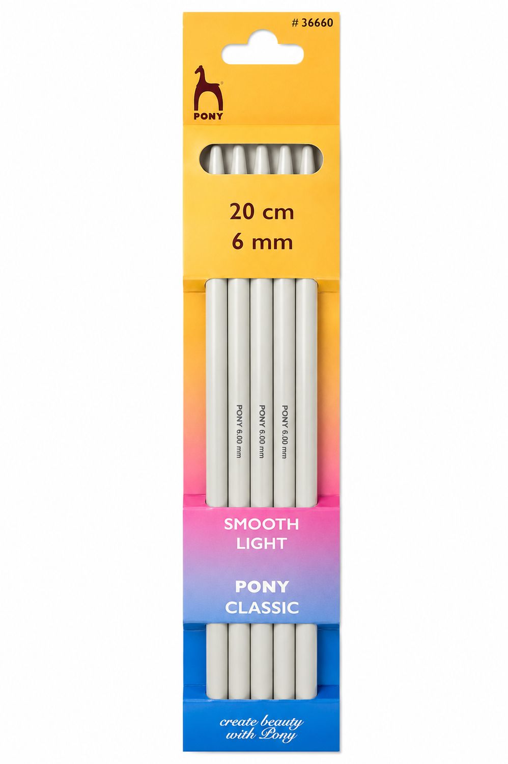 🧦 Pony Strumpstickor Classic 20 cm – 6 mm (Plast)