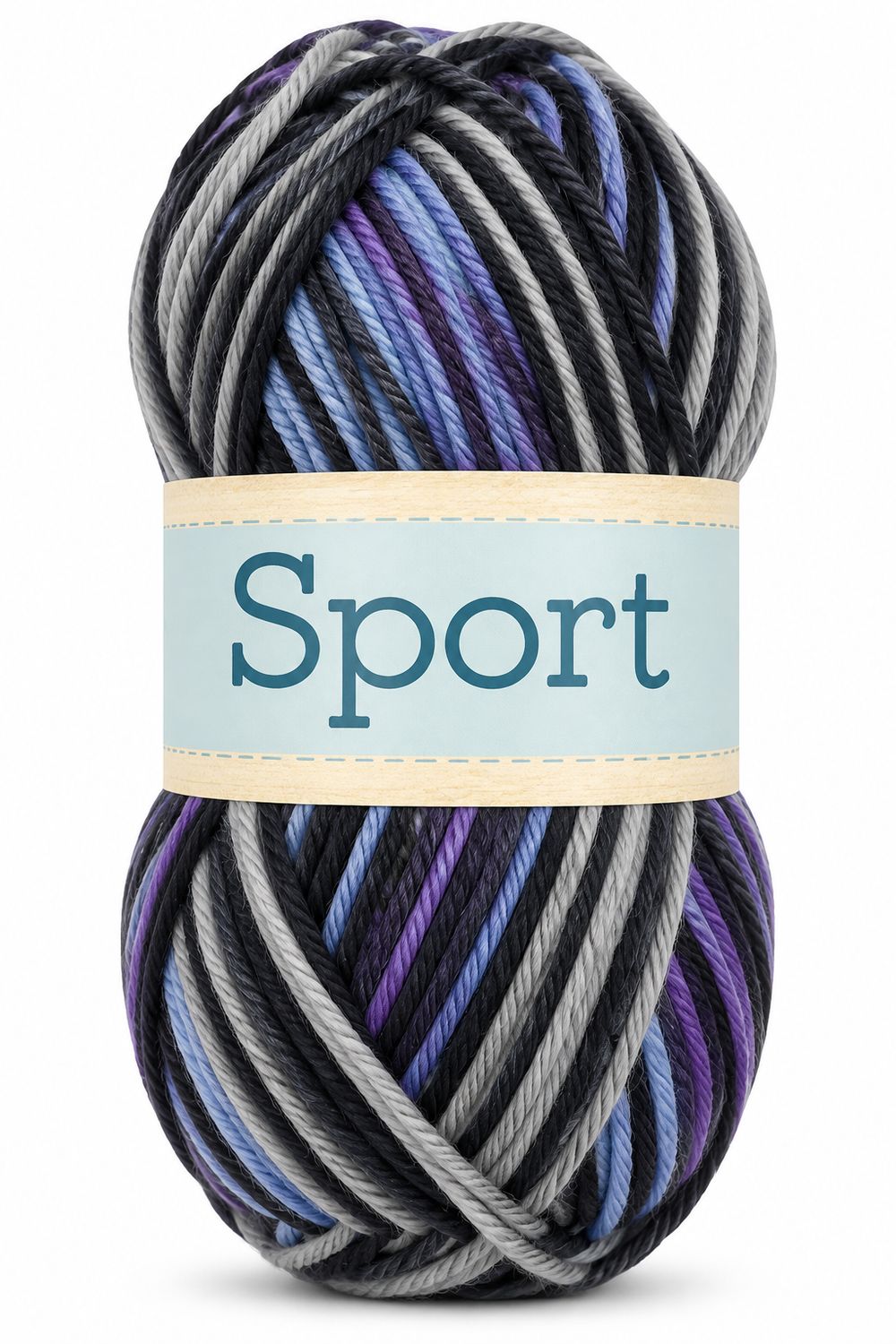🧶 Falkgarn Sport 100 g – 1031 Svart/Grå/Lila