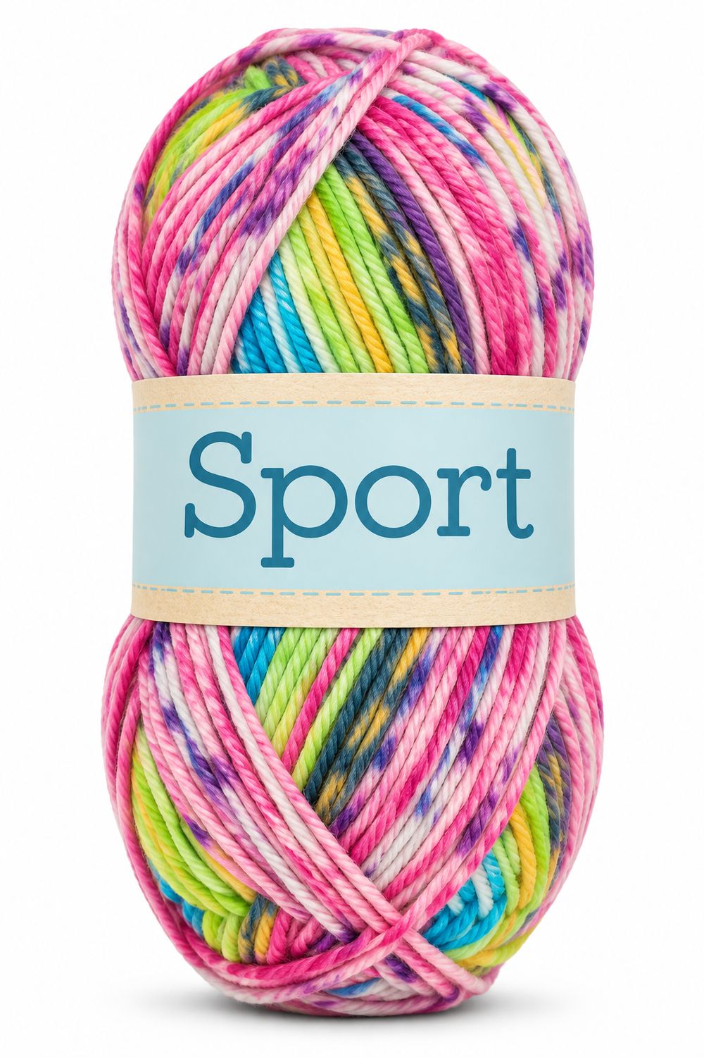 🧶 Falkgarn Sport 100 g – 1032 Rosa/Grön/Gul