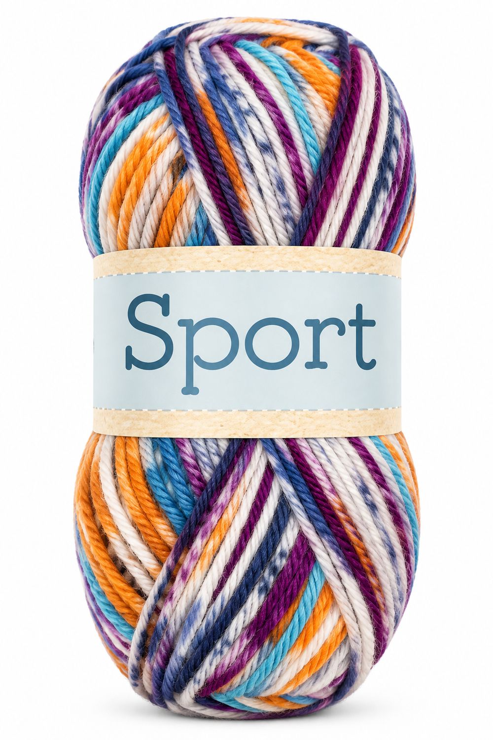 Falkgarn Sport, 100 gr - 1027 Lila/Blå/Orange