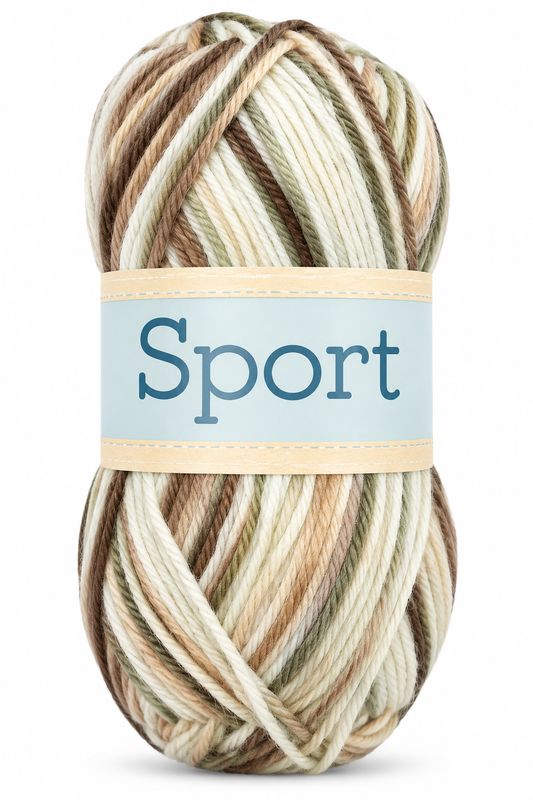 🧶 Falkgarn Sport 100 g – 1029 Beige/Ecru/Brun