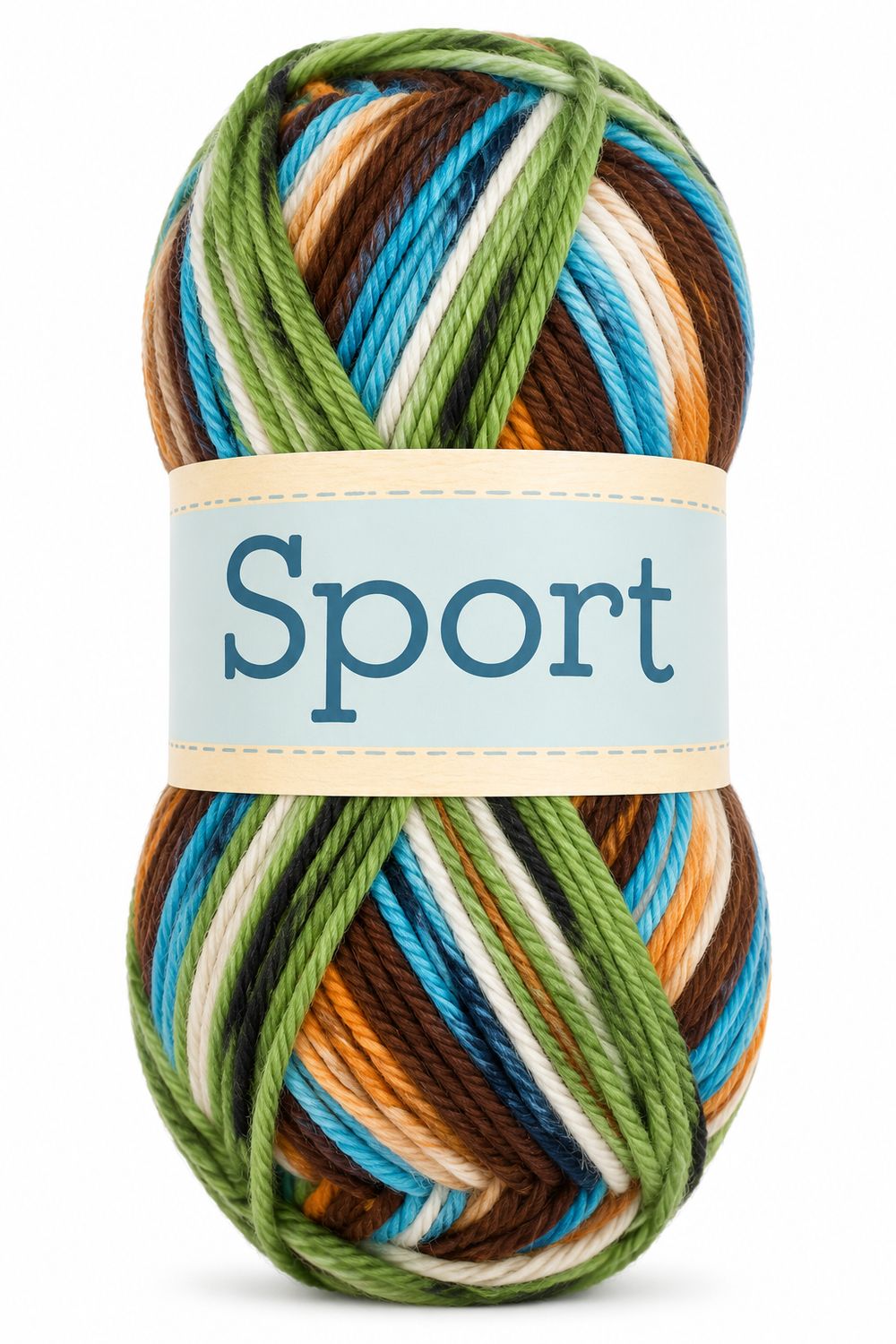 🧶 Falkgarn Sport 100 g – 1028 Brun/Orange/Grön