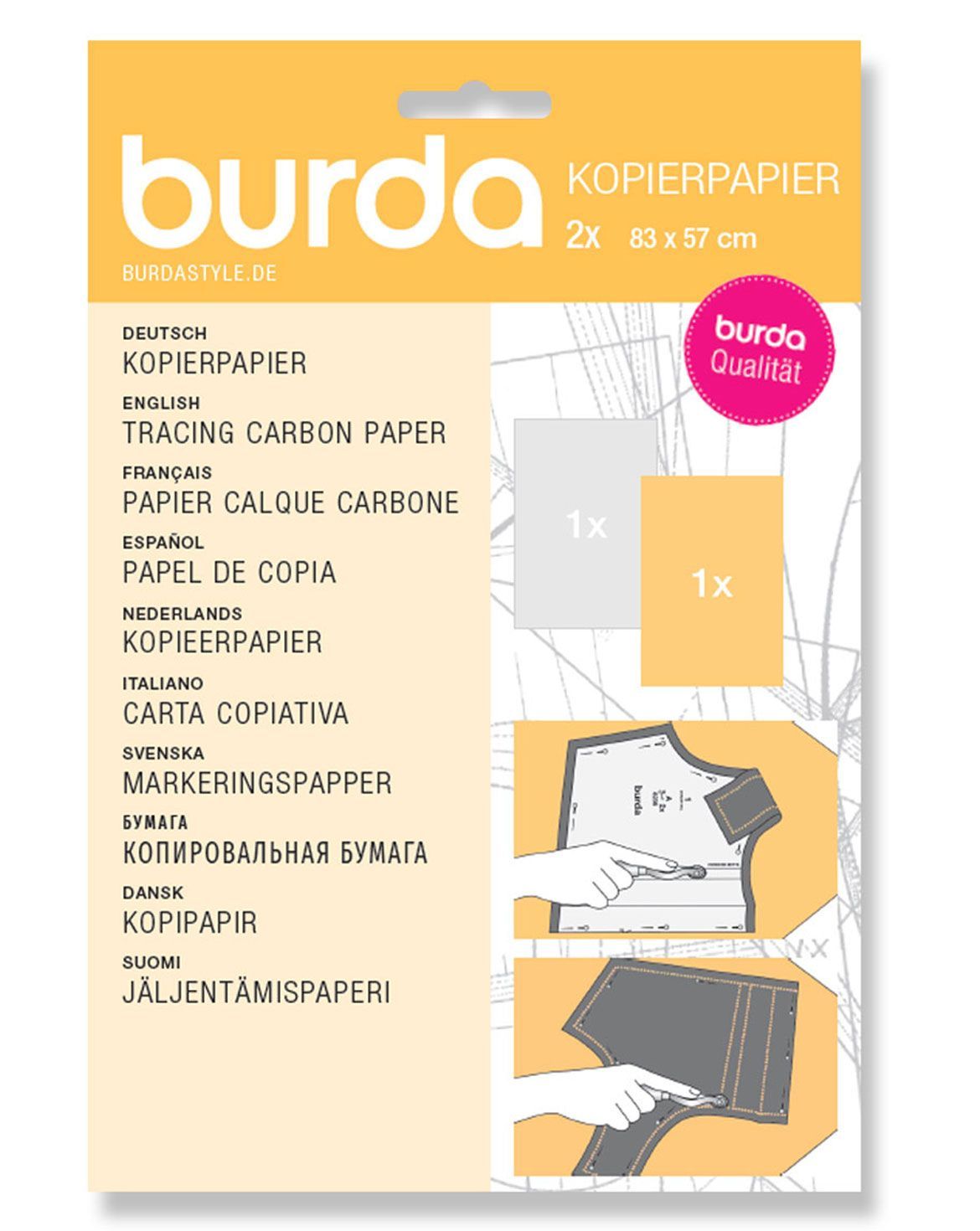 ✏️ Burda Markeringspapper Vit/Gul (2 ark 57 × 83 cm)