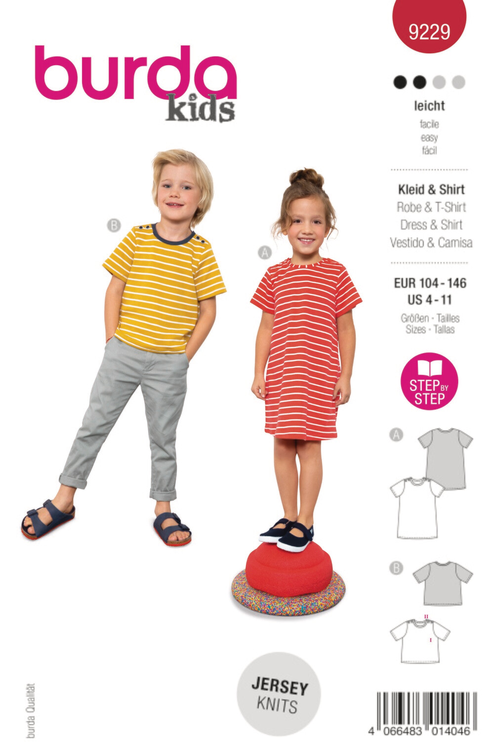 👕 Burda Style 9229 - Tröjor &amp; Klänning för barn (stl 104–146)