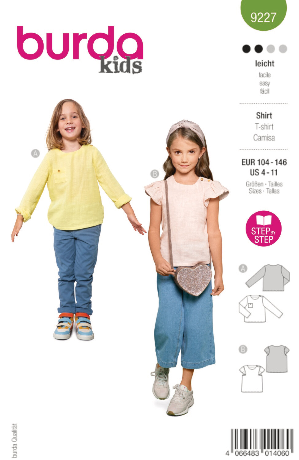 👕 Burda Style 9227 - Tröjor för flicka (stl 104–146)