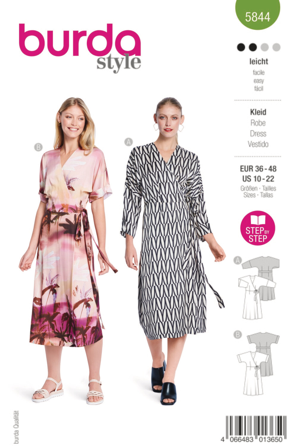 👗 Burda Style 5844 Omlottklänningar (stl 36–48)