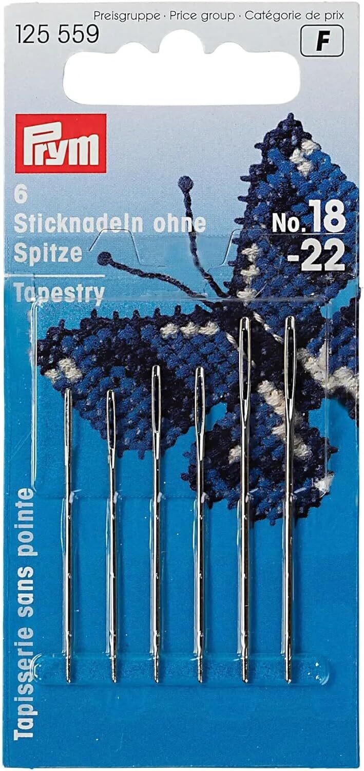 🧶 Prym brodernålar utan spets / ullnålar 18–22 – 6 st