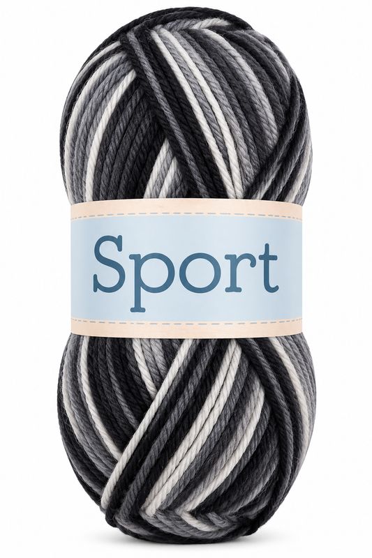 🧶 Falkgarn Sport 100 g – 1023 Svart/Grå