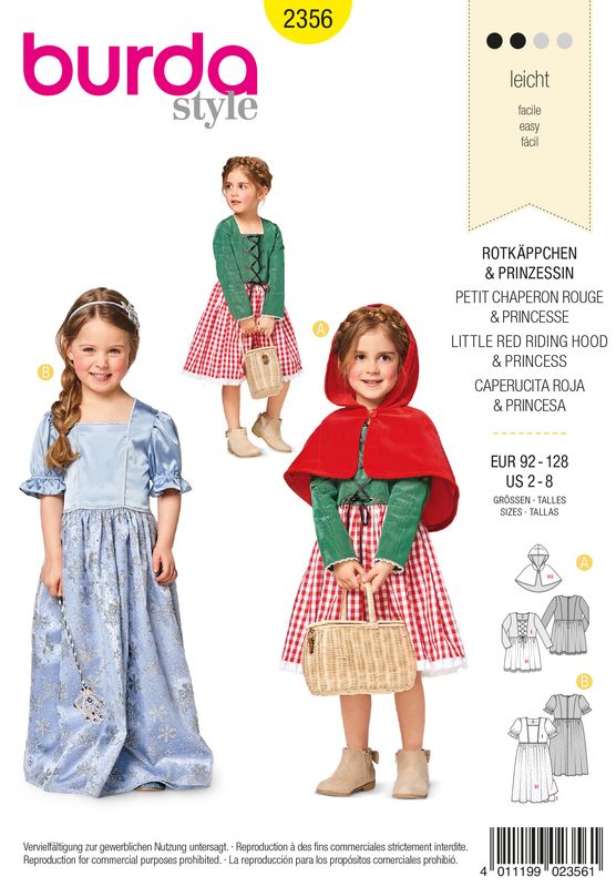 Burda 2356 - Little Red Riding Hood &amp; Princesse