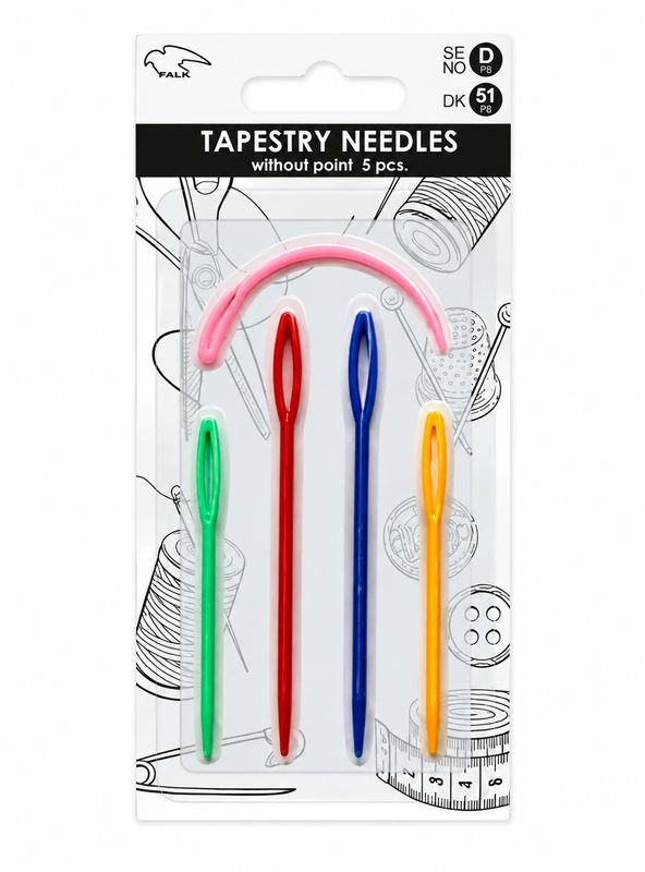 Falk embroidery needle without tip in plastic - 5 pcs