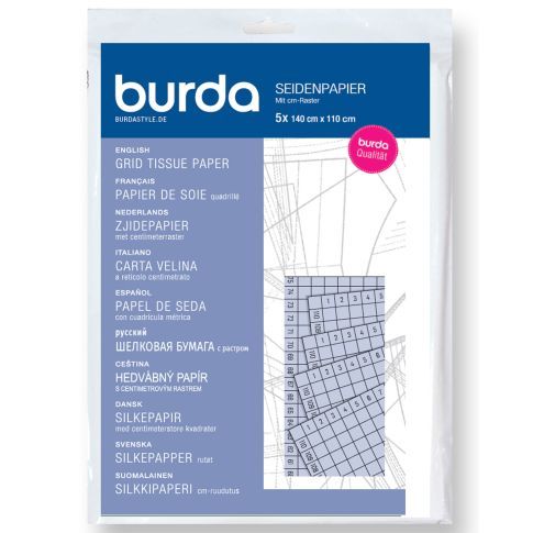 📐 Burda Silkespapper med cm-raster (5 ark 140 × 110 cm) 📐 Burda Silkespapper med cm-raster (5 ark 140 × 110 cm)