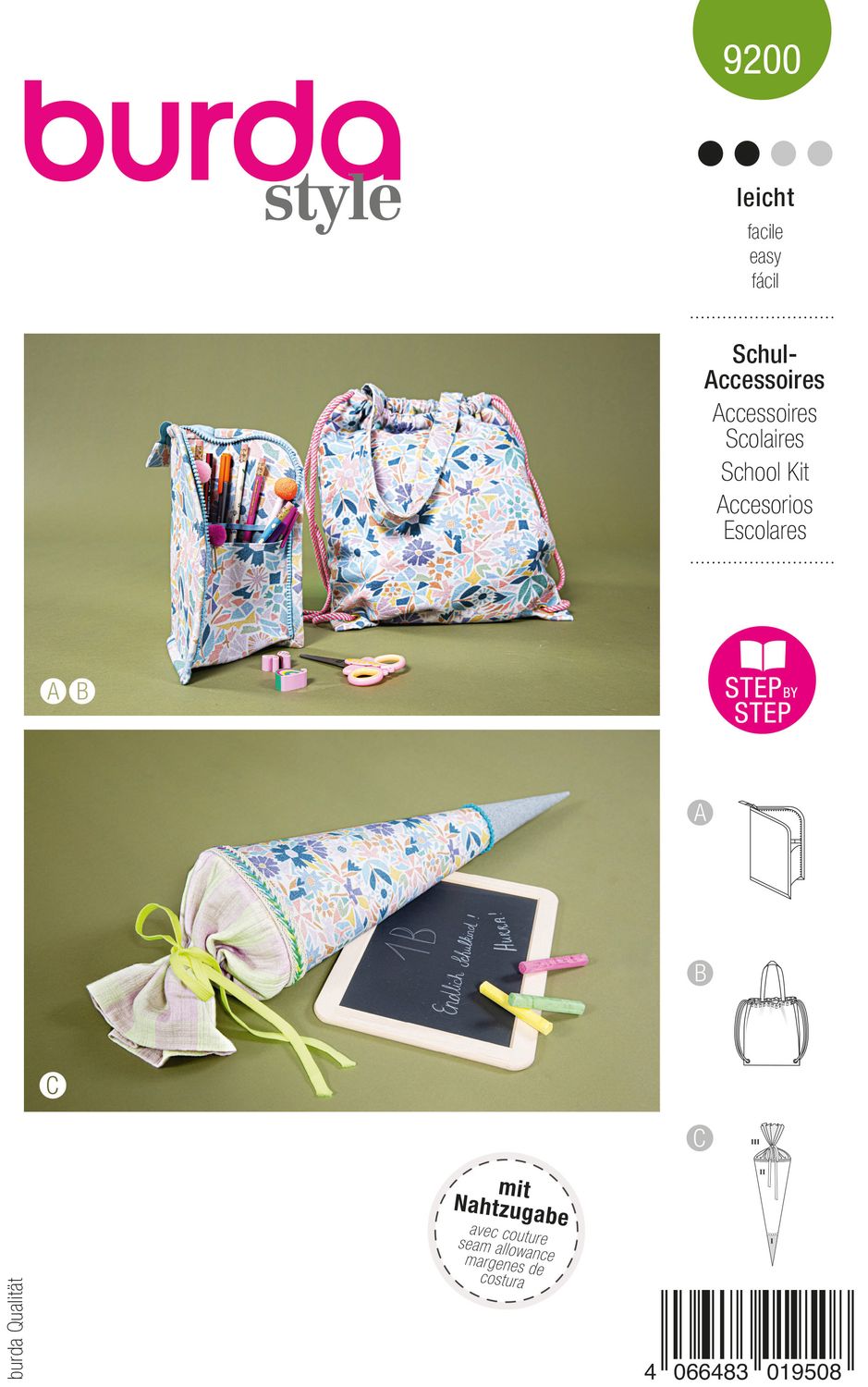 🎒 Burda Style 9200 - Skolstart Set för barn