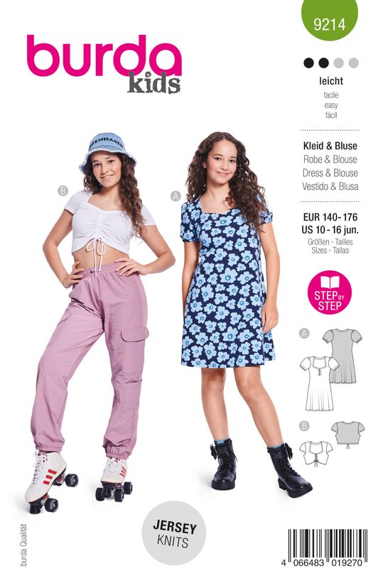 👗 Burda Style 9214 - Klänning &amp; Topp för ungdom (stl 140–176)