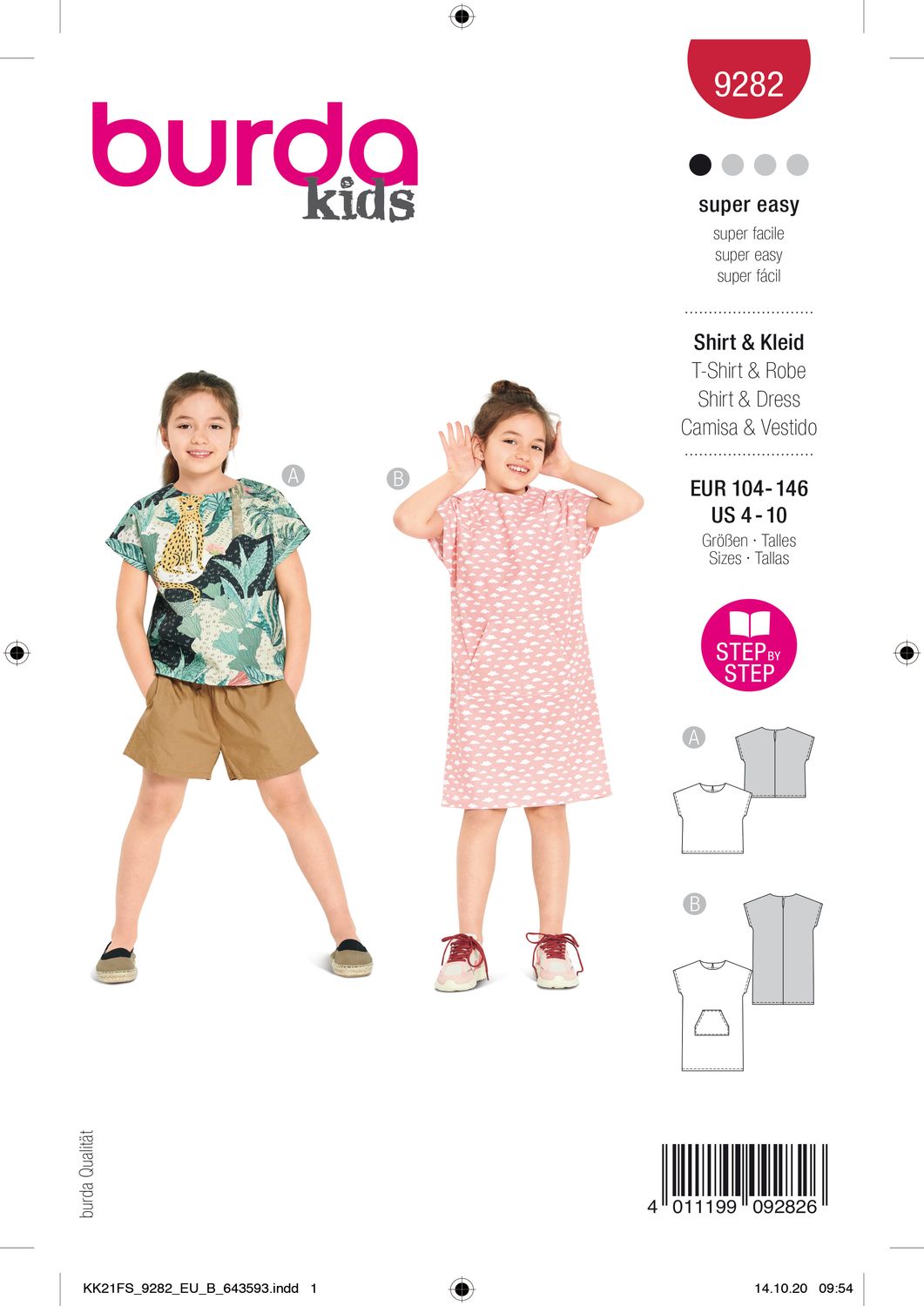 👕 Burda Style 9282 - T-shirt &amp; Klänning för barn (stl 104–146)