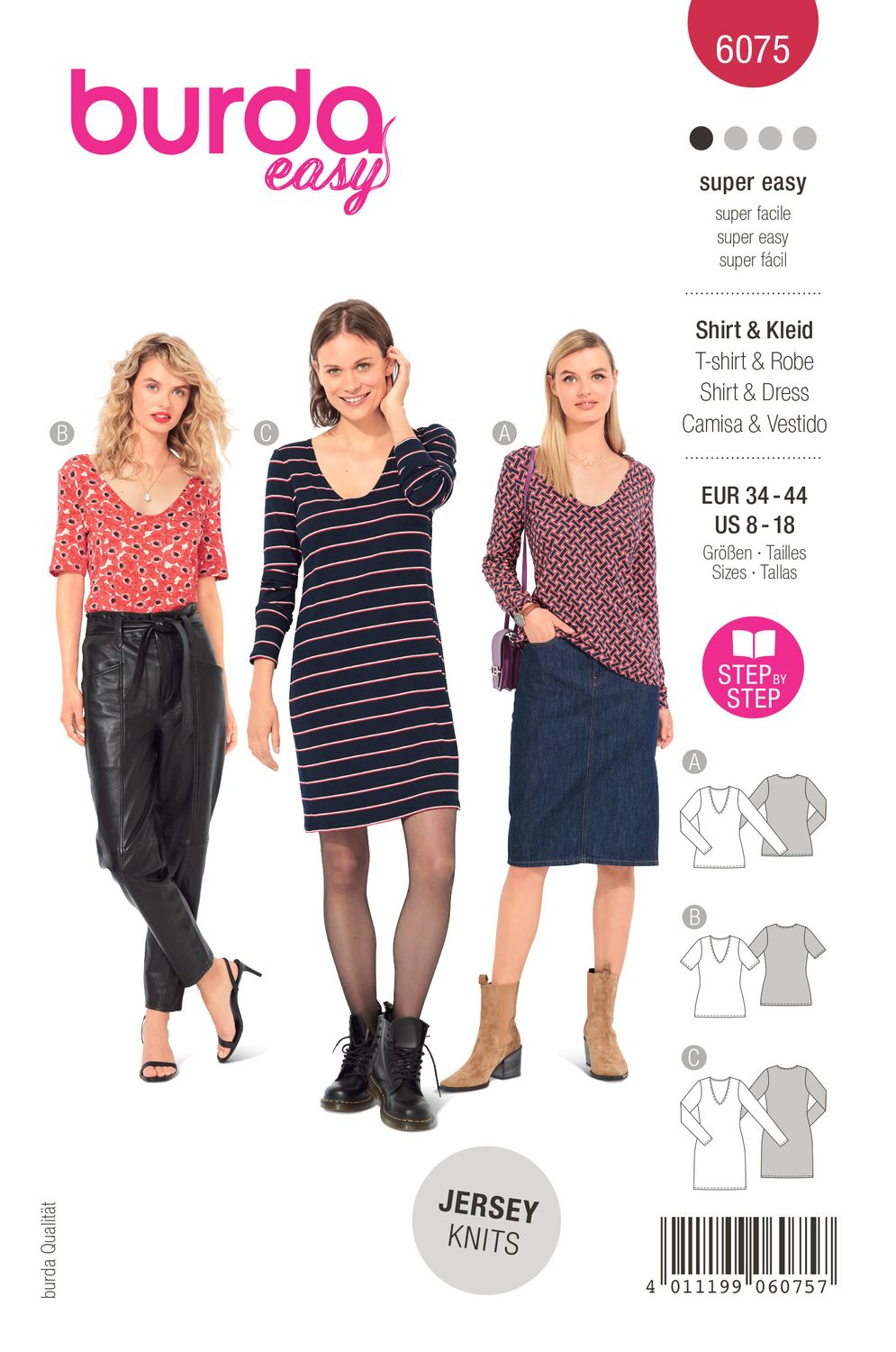 👗 Burda mönster 6075 – Figursydd topp &amp; klänning i trikå