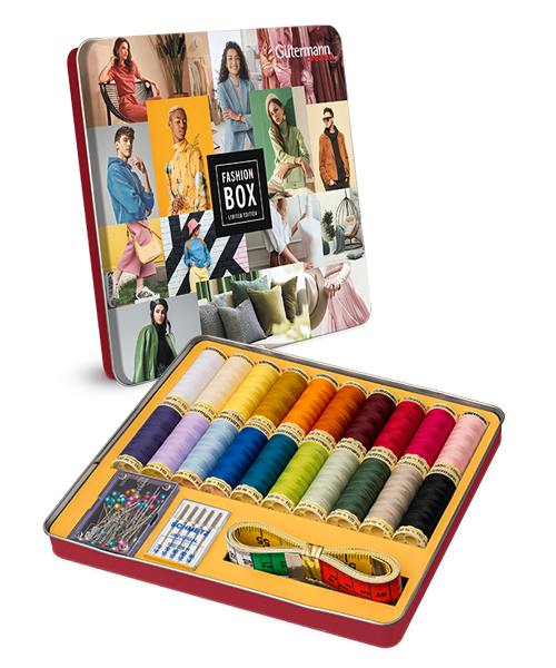 Gütermann gift box thread set with scissors - All fabrics thread 100 m - 8 rolls