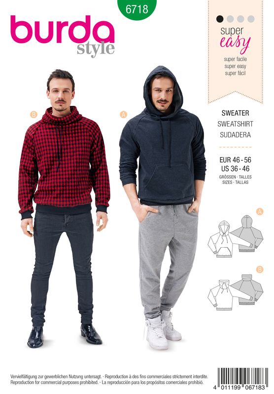 🧥 Burda Mönster 6718 – Hoodie för herr
