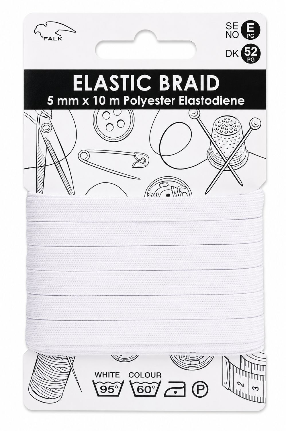🧵 Falk Resår 5 mm × 10 m – Vit