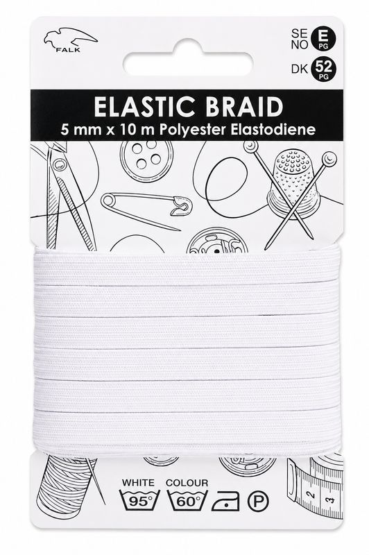 🧵 Falk Resår 5 mm × 10 m – Vit