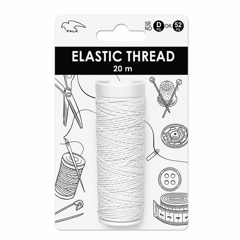 🧵 Falk Elastisk tråd 20 m – vit