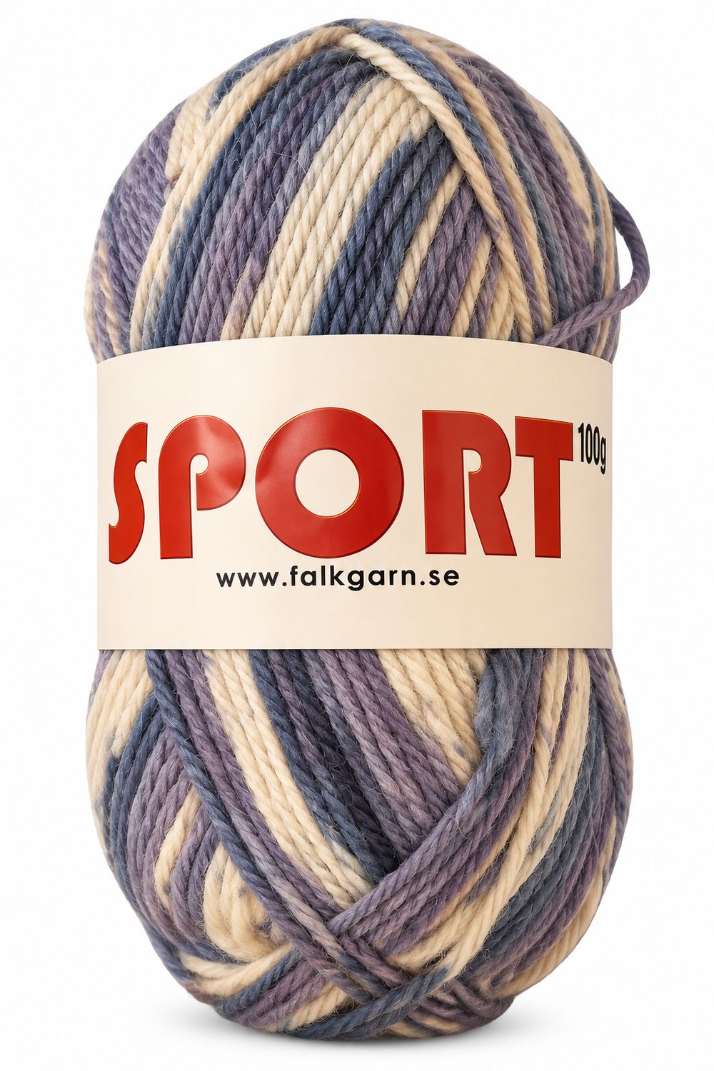 🧶 Falkgarn Sport 100 g – 779 Natur/Blå