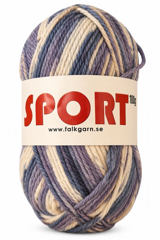 🧶 Falkgarn Sport 100 g – 779 Natur/Blå