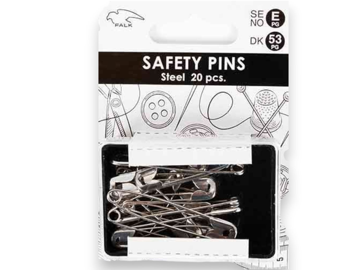 📎✂️ Falk säkerhetsnålar – ca 45 mm (20 st)