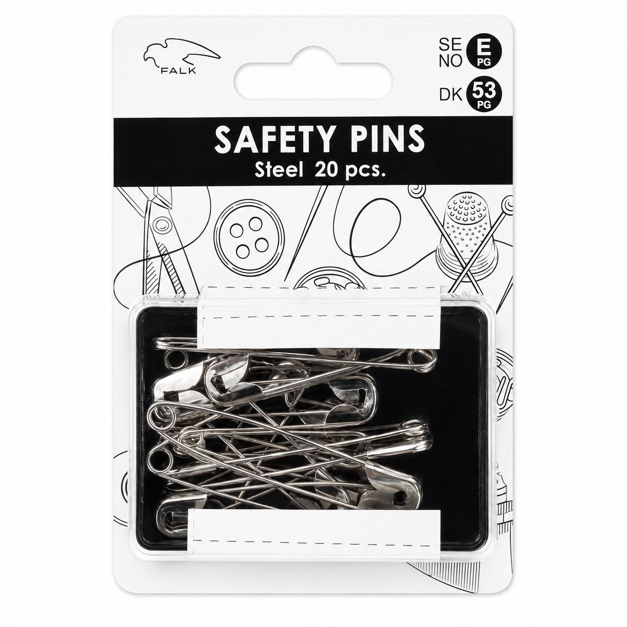 📎✂️ Falk säkerhetsnålar – ca 45 mm (20 st)