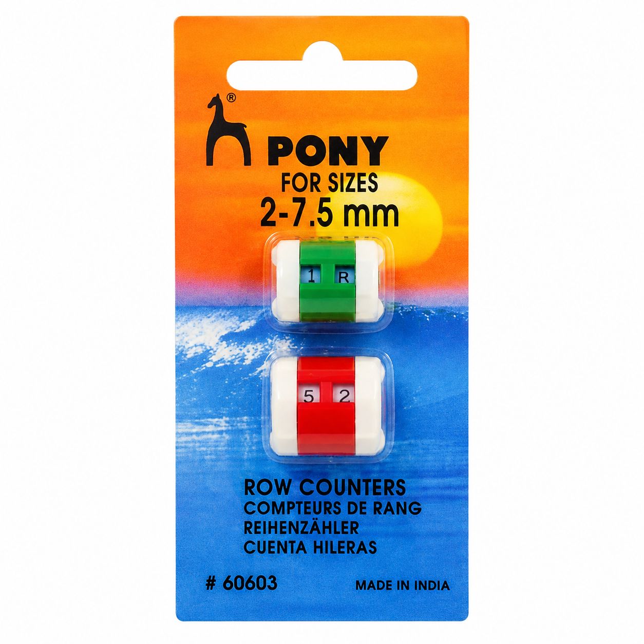 🧶 Pony Varvräknare 2–7,5 mm – 2 st