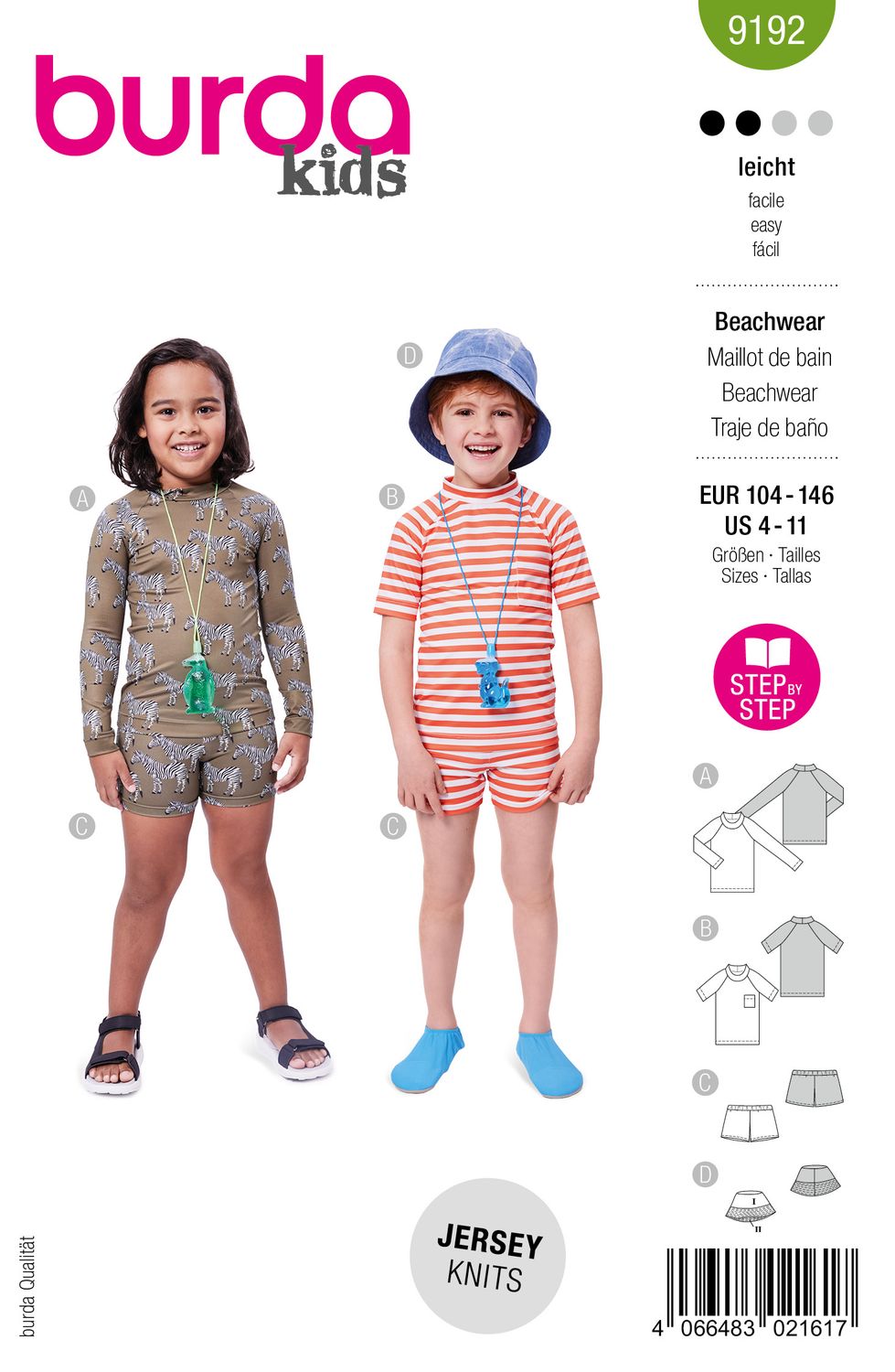 🏖️ Burda Style Mönster 9192 – Beachwear för Pojkar (104–146)
