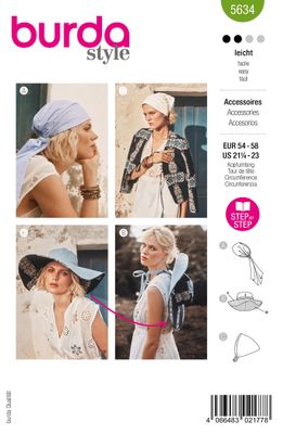 👒 Burda Style Mönster 5634 – Huvudbonader & Accessoarer (One size)