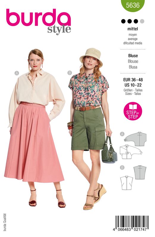 👚 Burda Style Mönster 5636 – Damblusar (36–48)