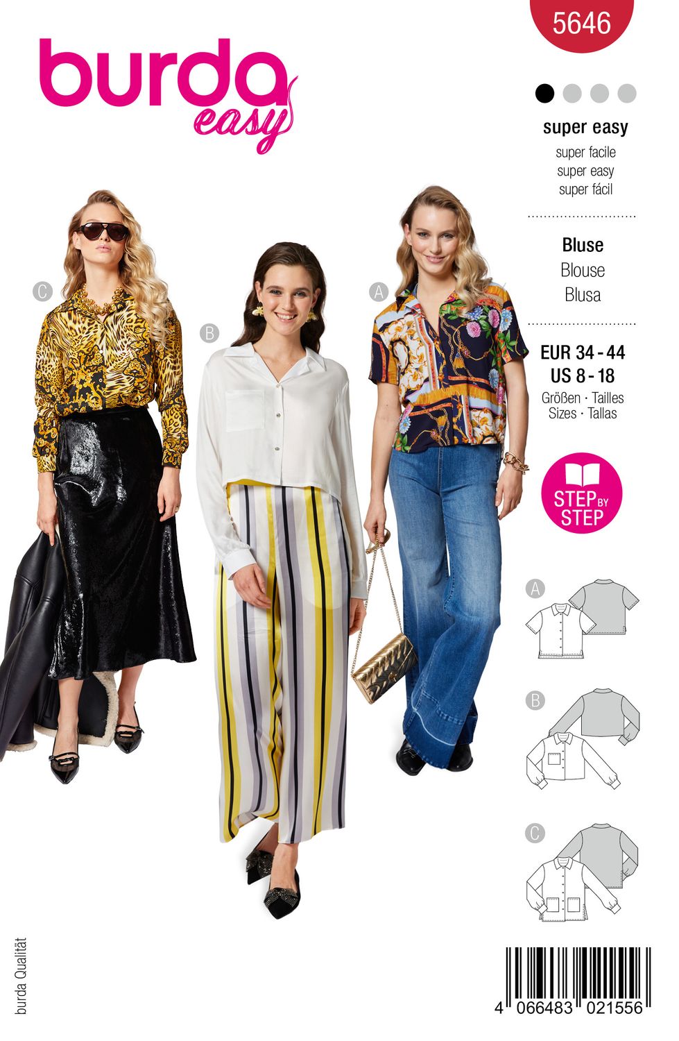 👚 Burda Style Mönster 5646 – skjortblusar för Dam (34–44)