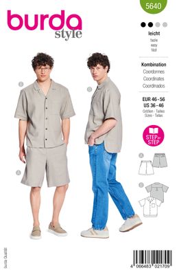 👔 Burda Style Mönster 5640 – Skjorta & Shorts för Herr (46–56)