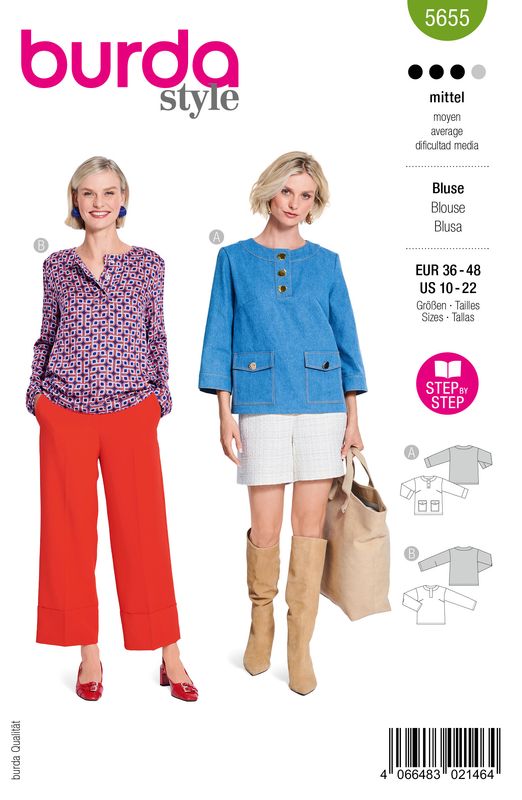 👚 Burda Style Mönster 5655 – Blusar för Dam (36–48)
