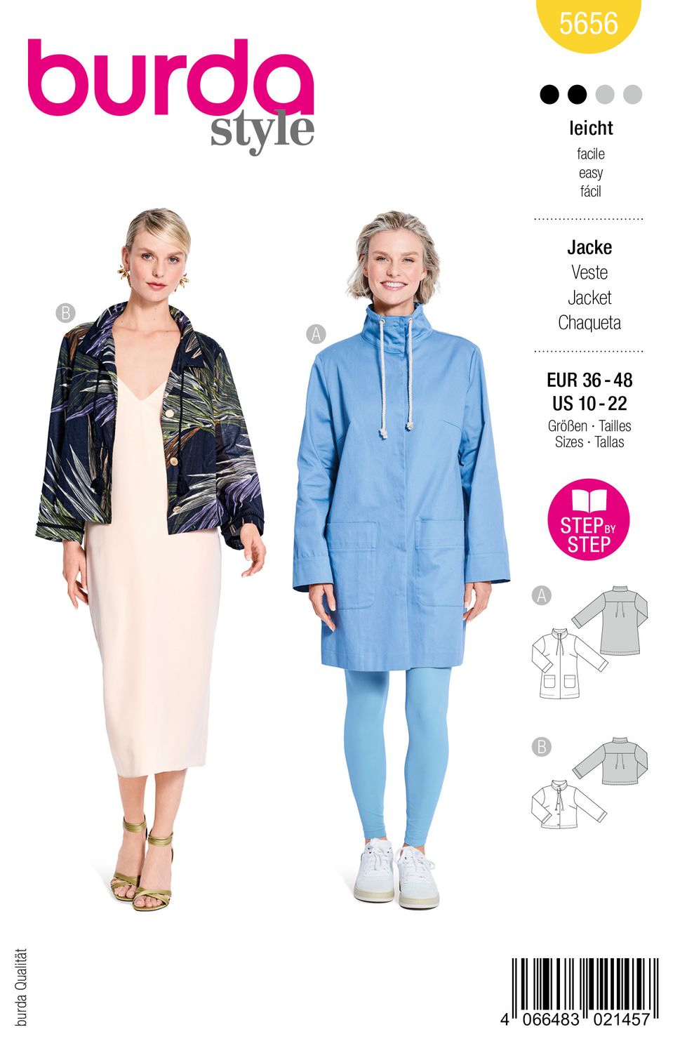 🧥 Burda Style Mönster 5656 – Parkas &amp; Blusjacka för Dam (36–48)