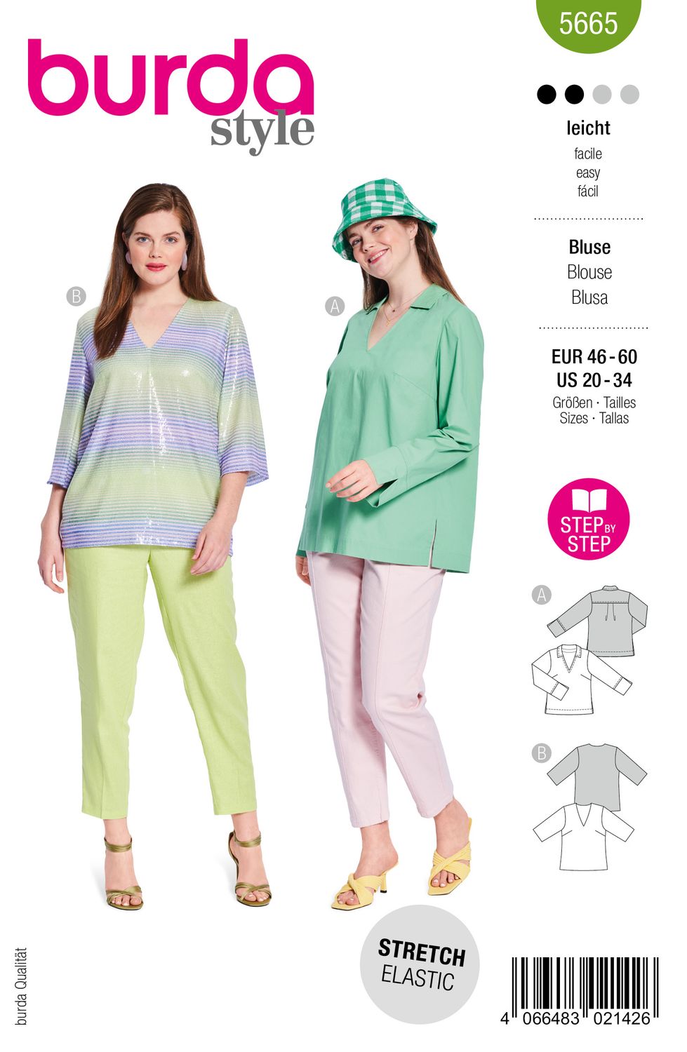 👚 Burda Style Mönster 5665 – Tunika &amp; Blusar för Dam (46–60)